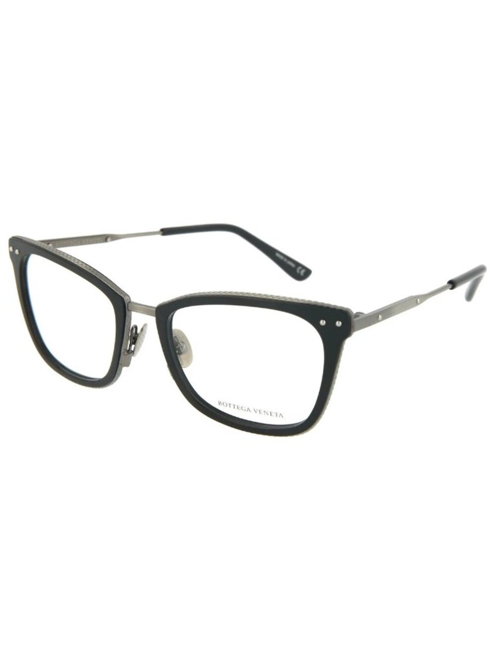 New Bottega Veneta Women's Eyeglasses Square Rectangle Acetate Frame Shiny Black
